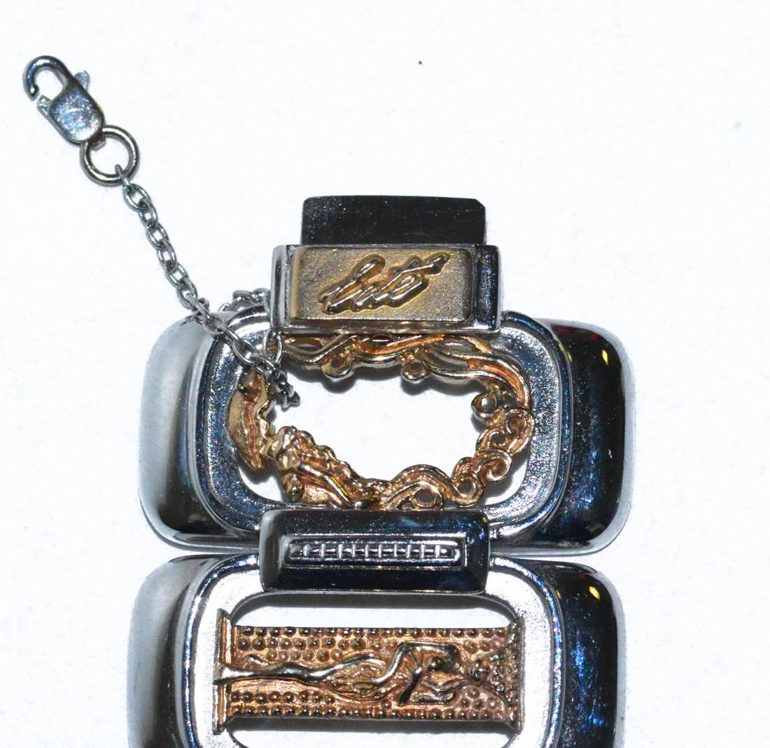Rare Erte Numbers Bracelet Sterling & 14K In Excellent Condition In Teaneck, NJ