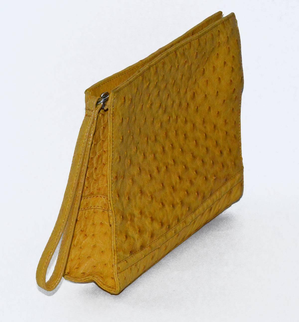 Lovely, Classic Donna Lona Ostrich Clutch in pristine condition.