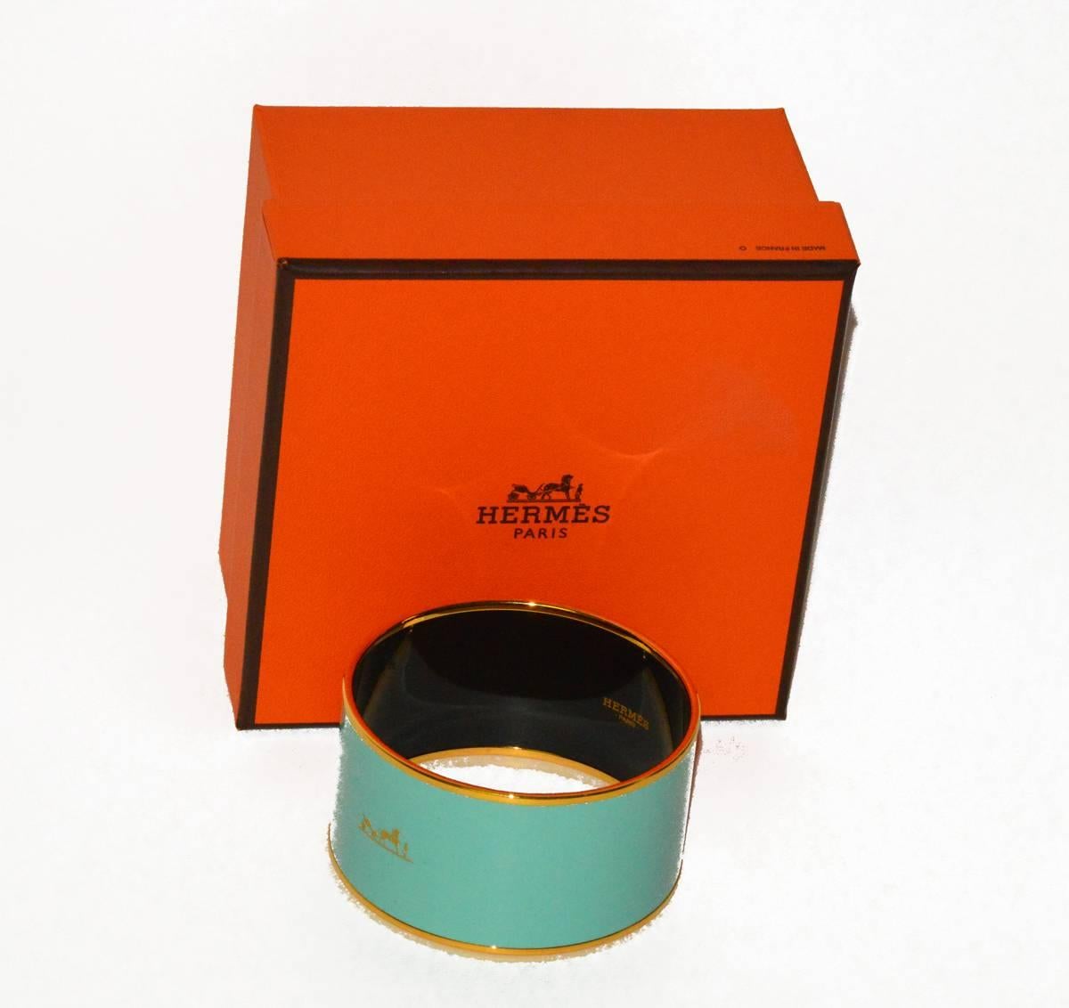 Pop of Color! Hermes Enamel Wide Bangle  In New Condition In Teaneck, NJ