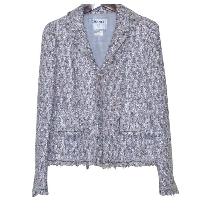 Iconic Chanel Boucle Suit with Matching Shawl. For Sale
