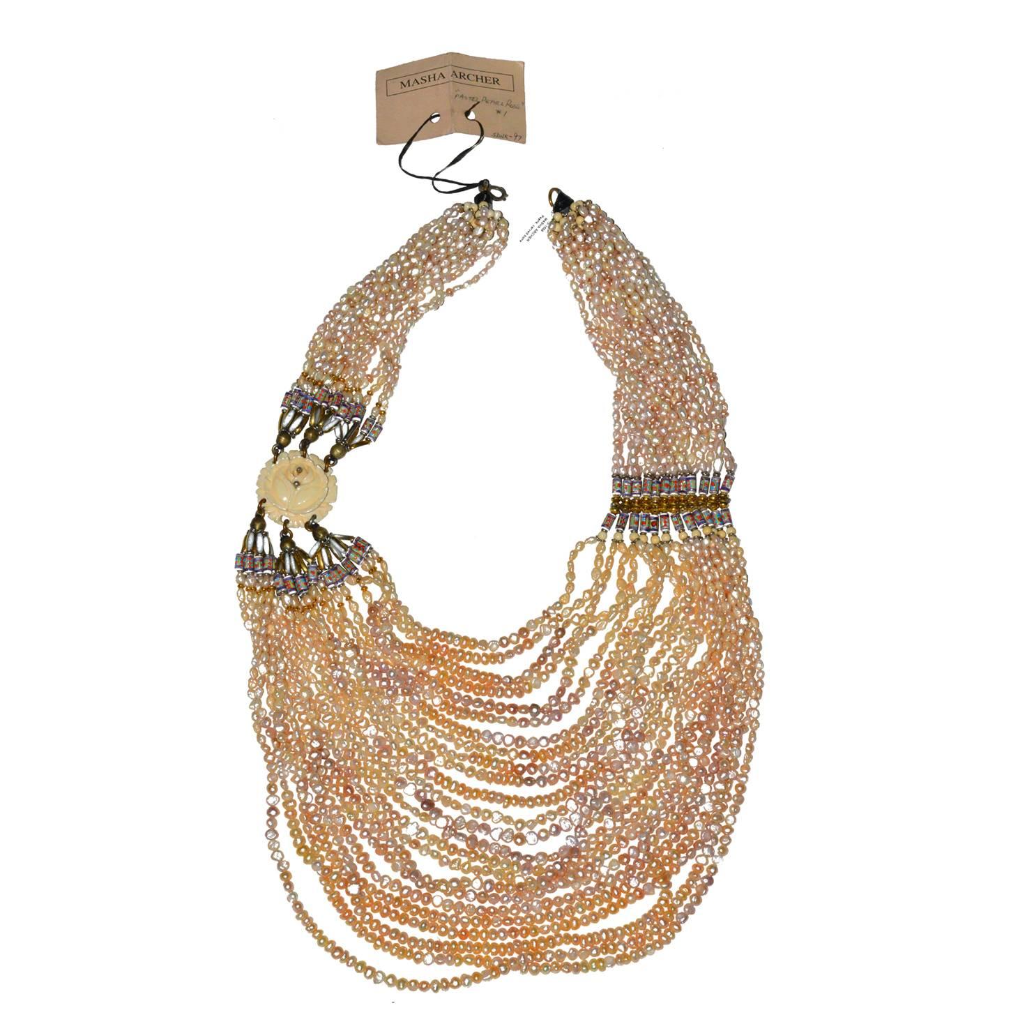 Masha Archer Freshwater Pearl Bib Necklace For Sale