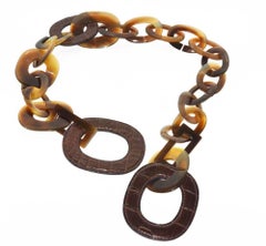 Hermes Horn and Crocodile Lariat Isabella Duncan Necklace