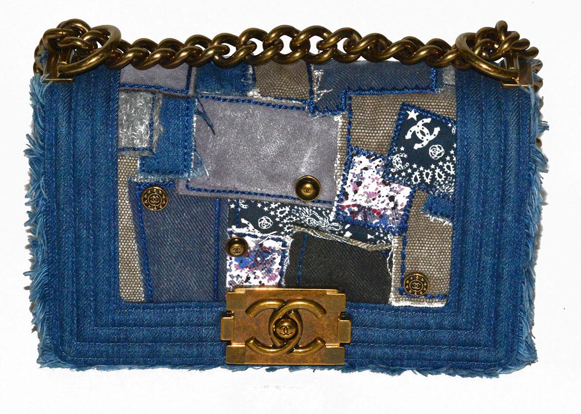 Gorgeous Chanelpatchwork denim Boy Bag, new condition, with tags and box.