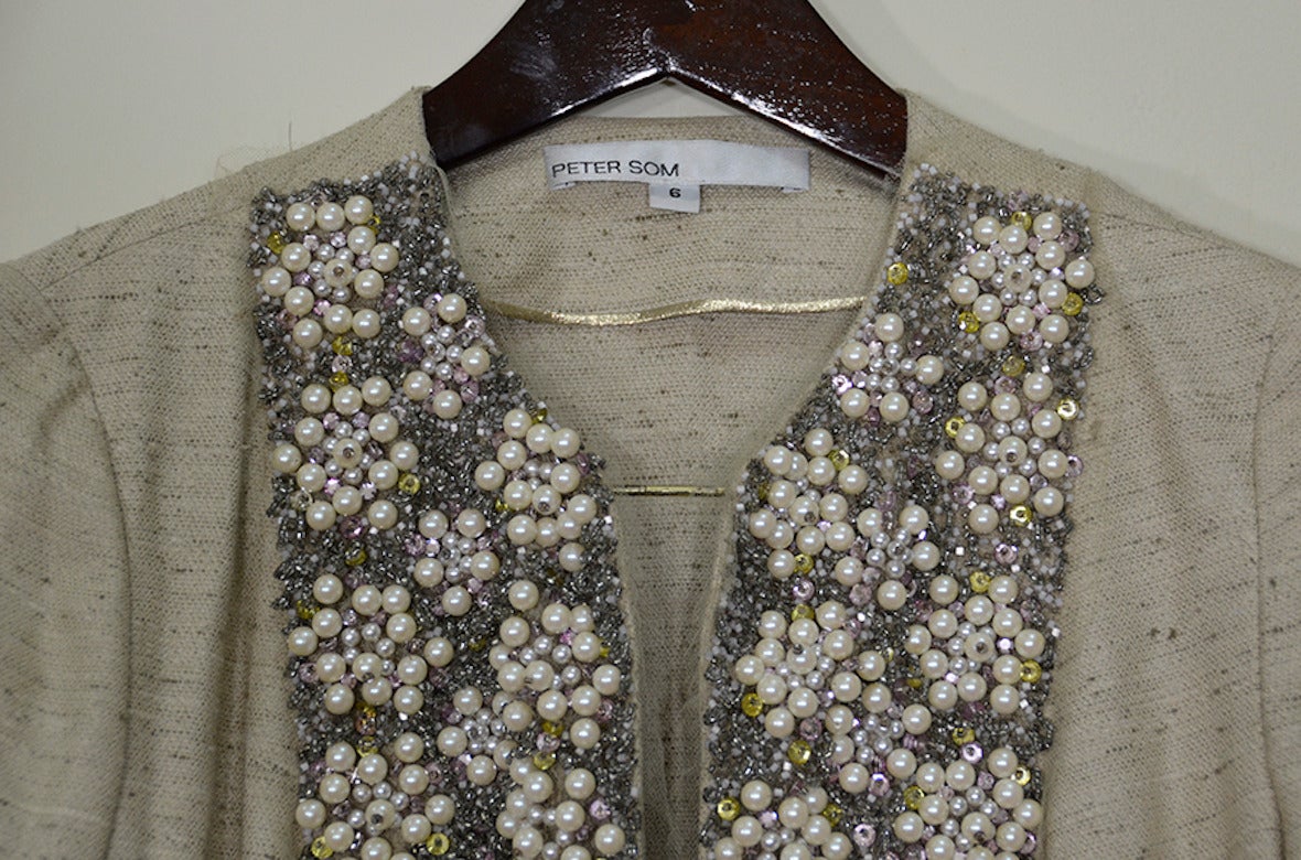 Men's Gorgeous Peter Som Raw Silk and Beaded Jacket For Sale