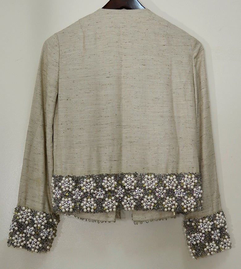 Brown Gorgeous Peter Som Raw Silk and Beaded Jacket For Sale