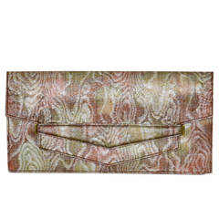 Fabulous Hermes Moiree and Leather Clutch Bag
