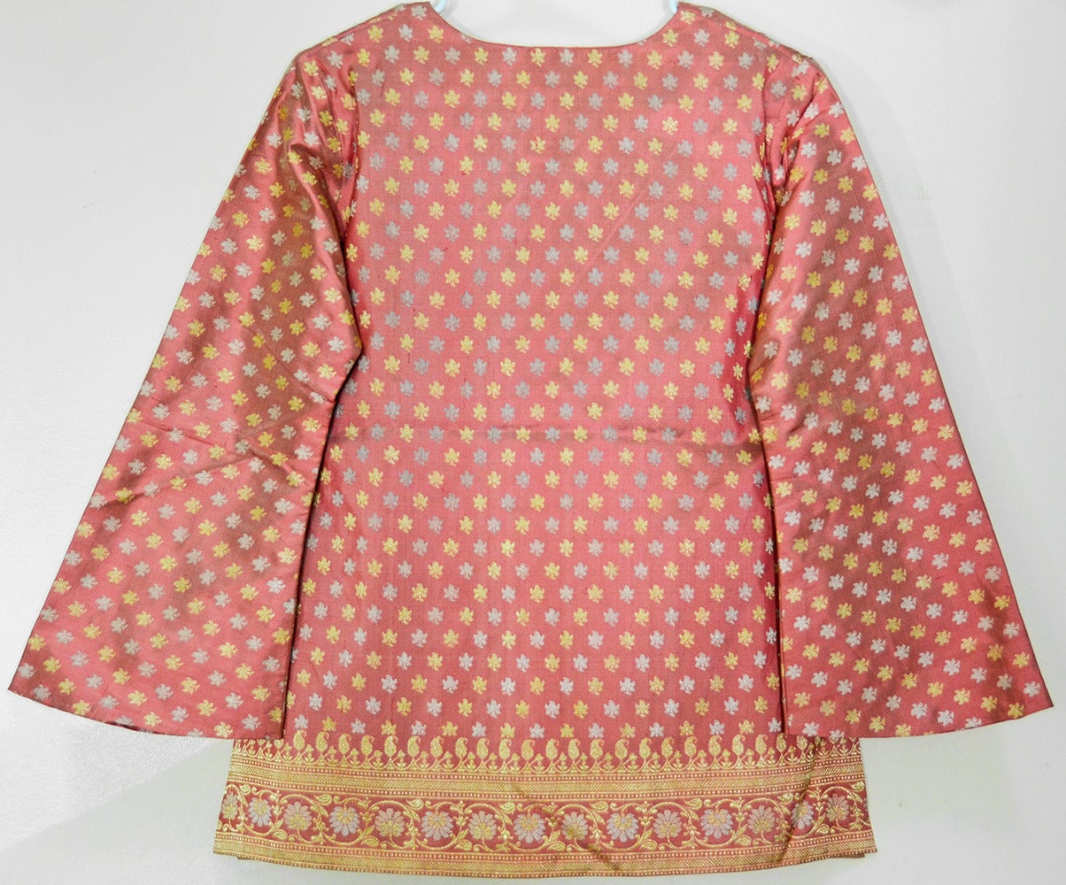 Orange Gorgeous Virginia Witbeck 1990s Pink/ Coral Kurti Silk Blouse For Sale
