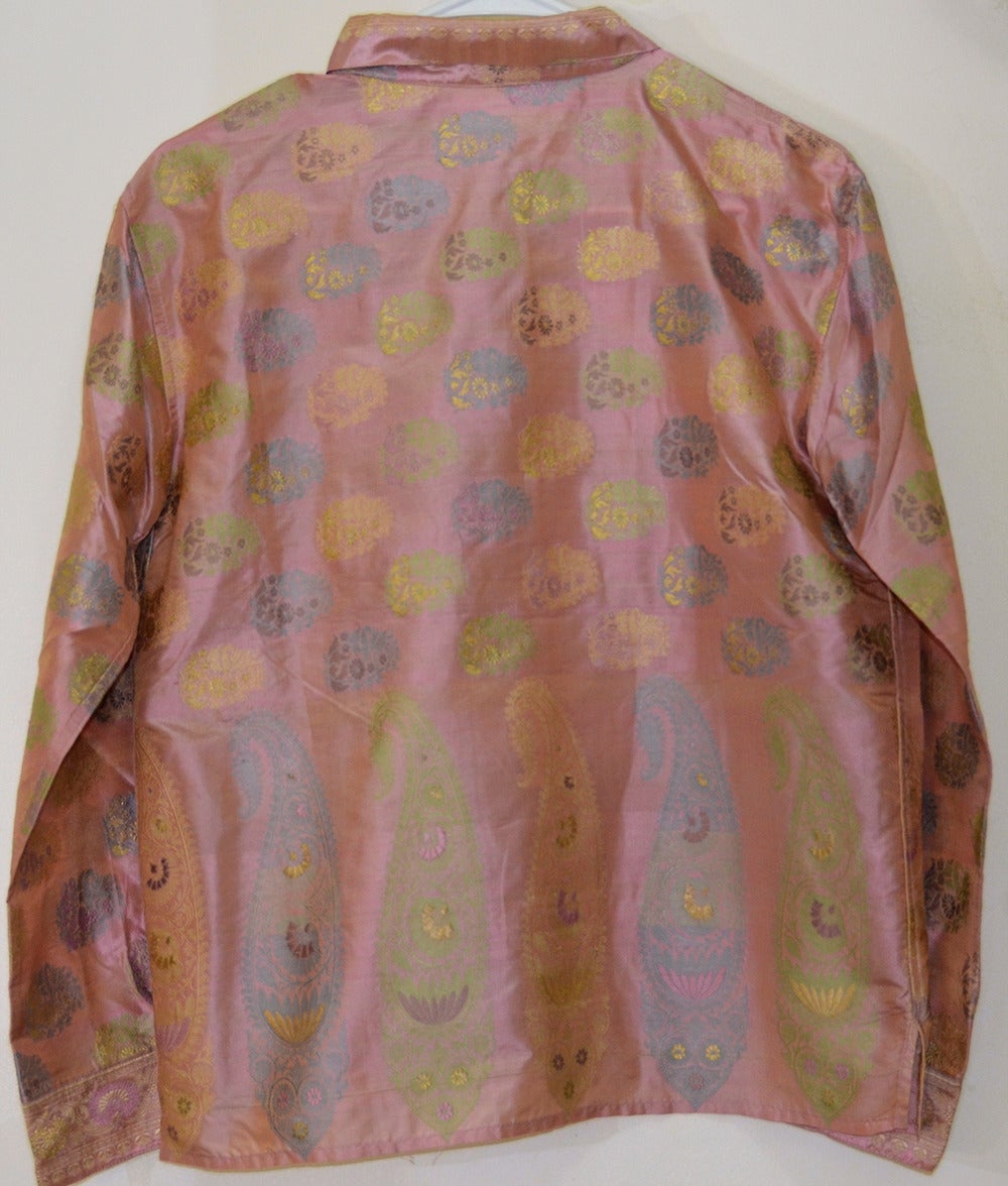 Brown Gorgeous Virginia Witbeck Silk Sari Fabric Blouse For Sale