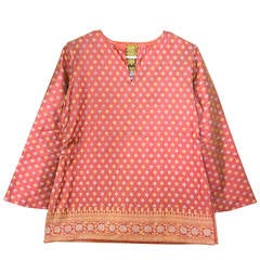 Gorgeous Virginia Witbeck 1990s Pink/ Coral Kurti Silk Blouse 11