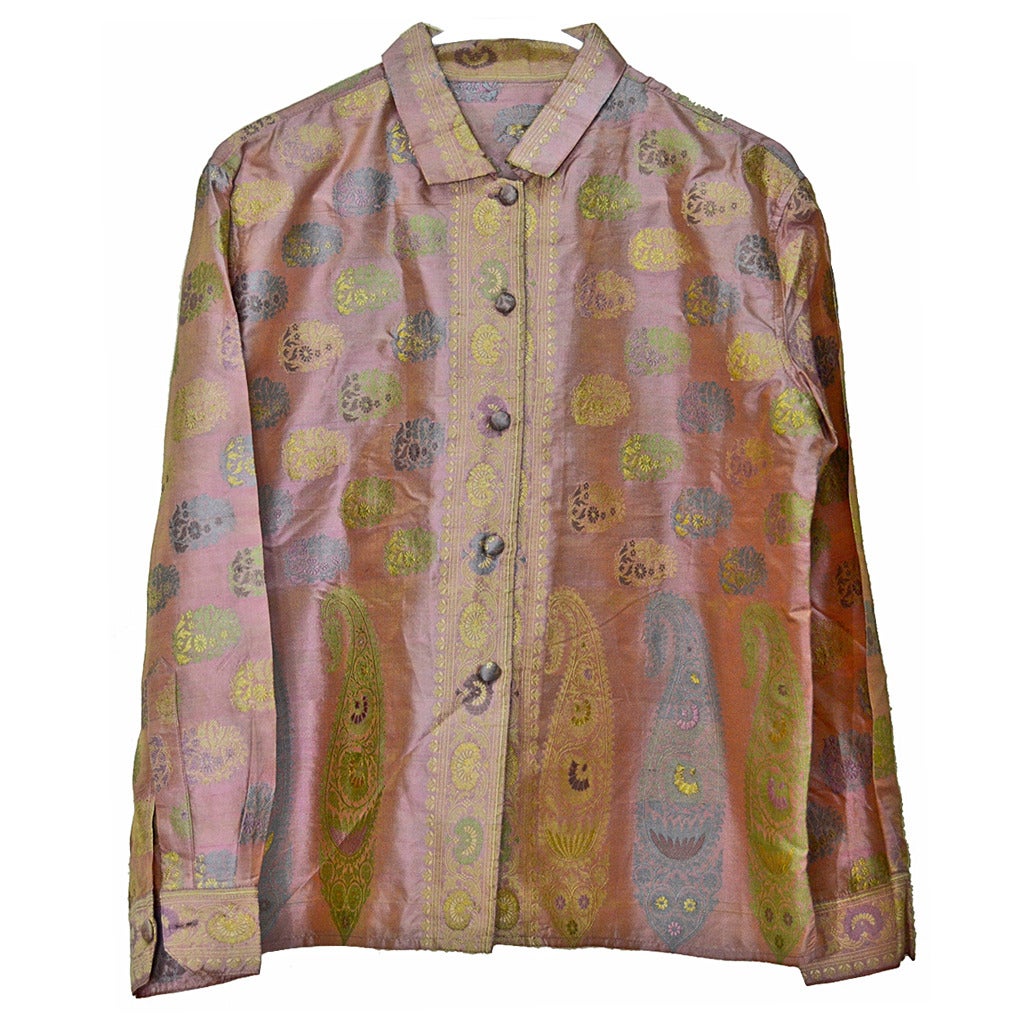 Gorgeous Virginia Witbeck Silk Sari Fabric Blouse For Sale