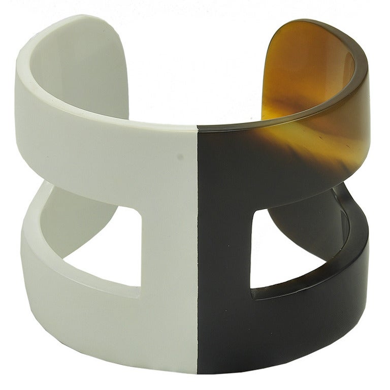 Hermes White Horn and Lacquer Cuff
