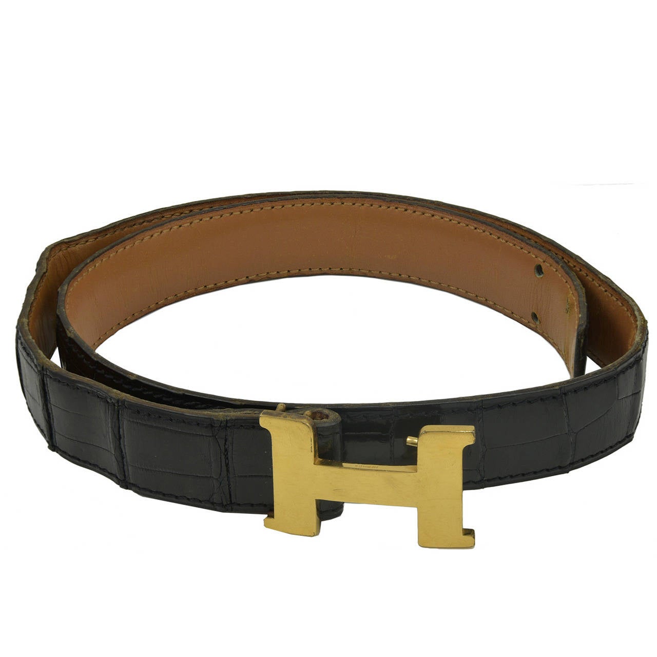 Vintage Hermes Crocodile "H" Belt