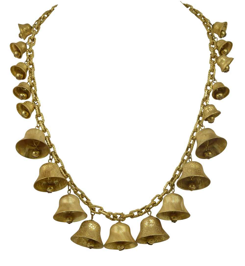 Rare Miriam Haskell Necklace, bracelet earrings of bells. Always be heard with this great vintage set!