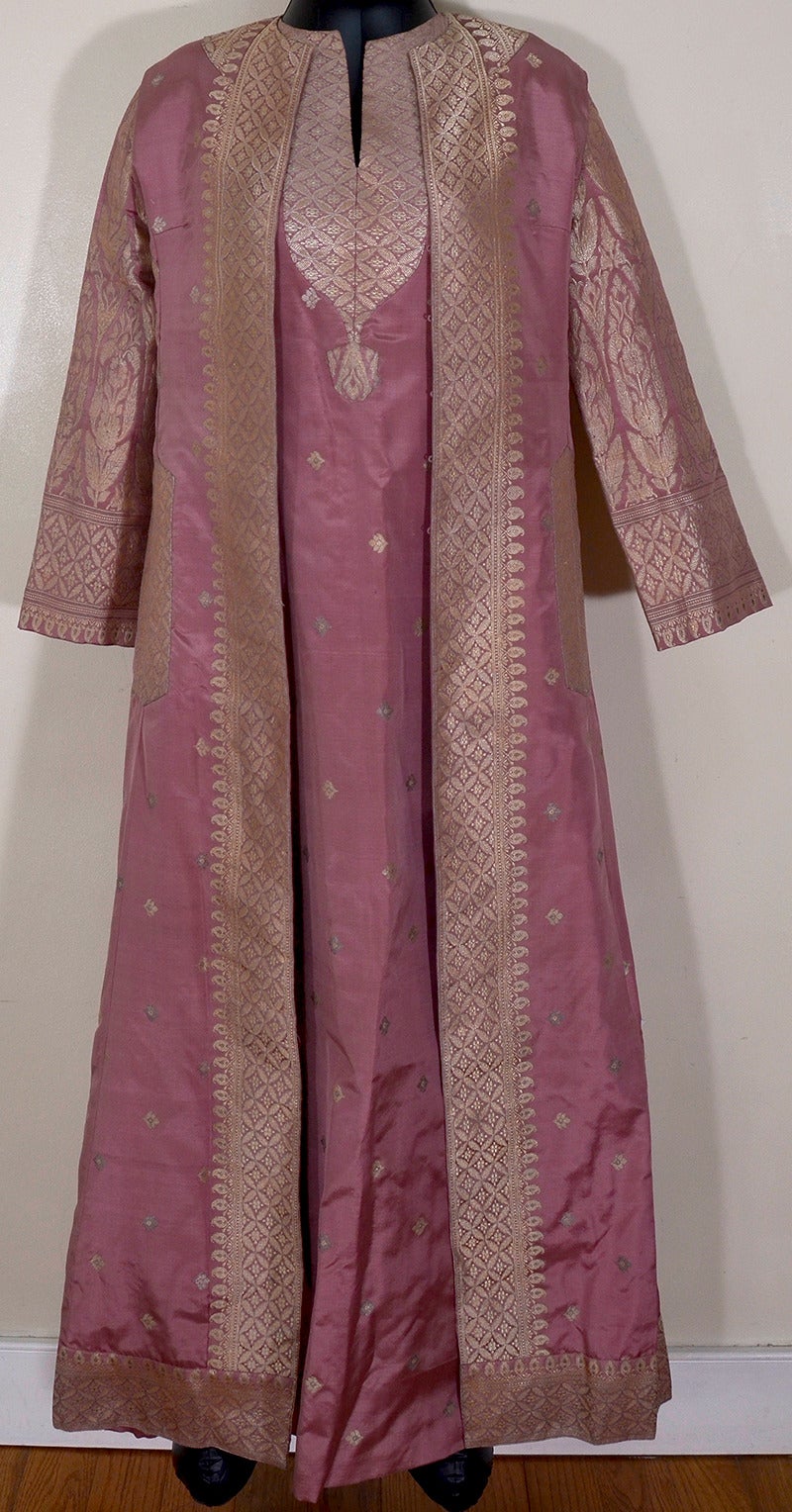 Brown Magnificent Virginia Witbeck Couture Evening Caftan and Coat For Sale