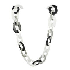 Hermes White, Black, Grey Laquer Link Necklace
