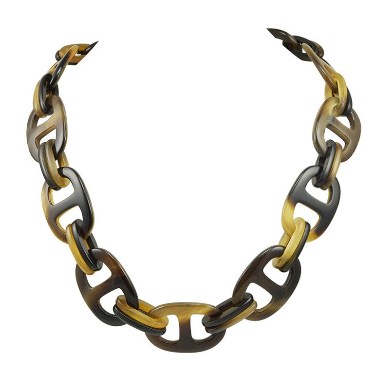 Hermes Horn Small Chaine D'Anchre Link Necklace at 1stDibs