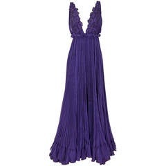Sexy Yves Saint Laurent Purple Iris Silk Gown