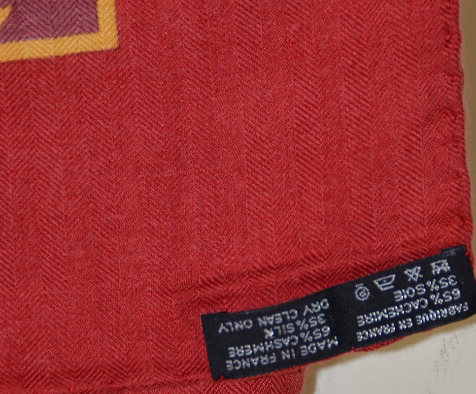 Red Magnificent Hermes Cashmere/Silk Shawl