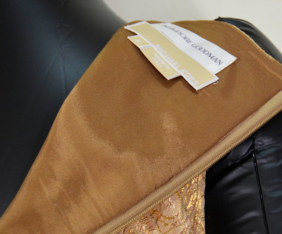 Gorgeous Gold Michael Kors Sleeveless Dress and Matching Coat Ensemble In Excellent Condition For Sale In Teaneck, NJ