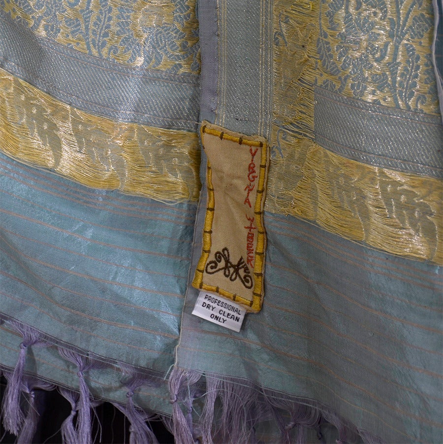 Blue Amazing Virginia Witbeck Silk Shawl Wrap For Sale
