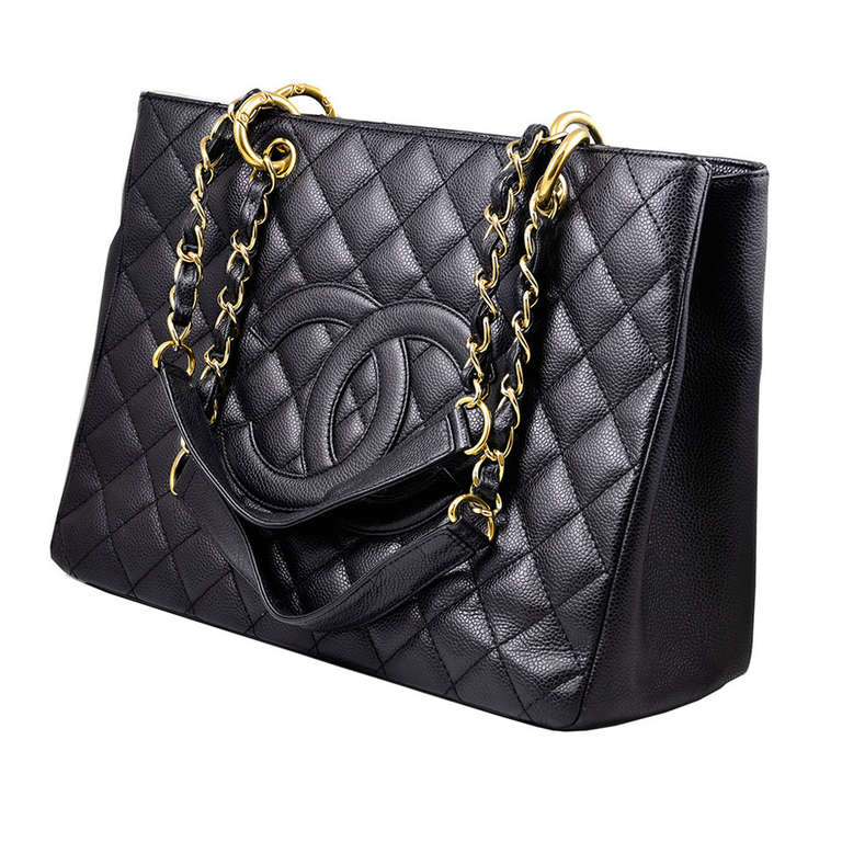 Chanel Black Caviar GST Grand Shopping Tote Handbag at 1stDibs | chanel ...