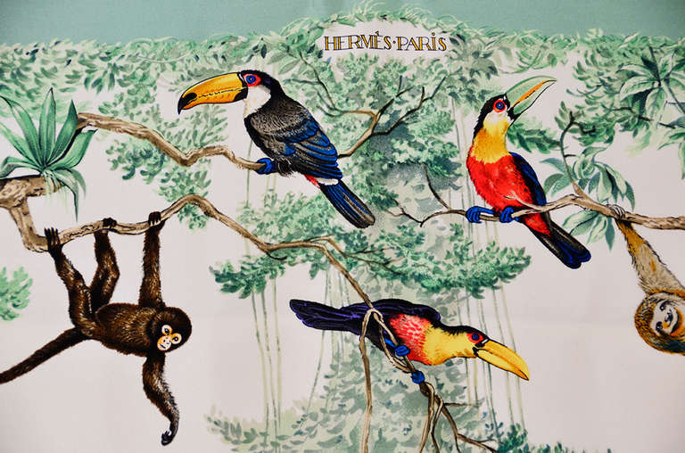 Beautiful Hermes Equateur Silk Scarf In Excellent Condition In Teaneck, NJ