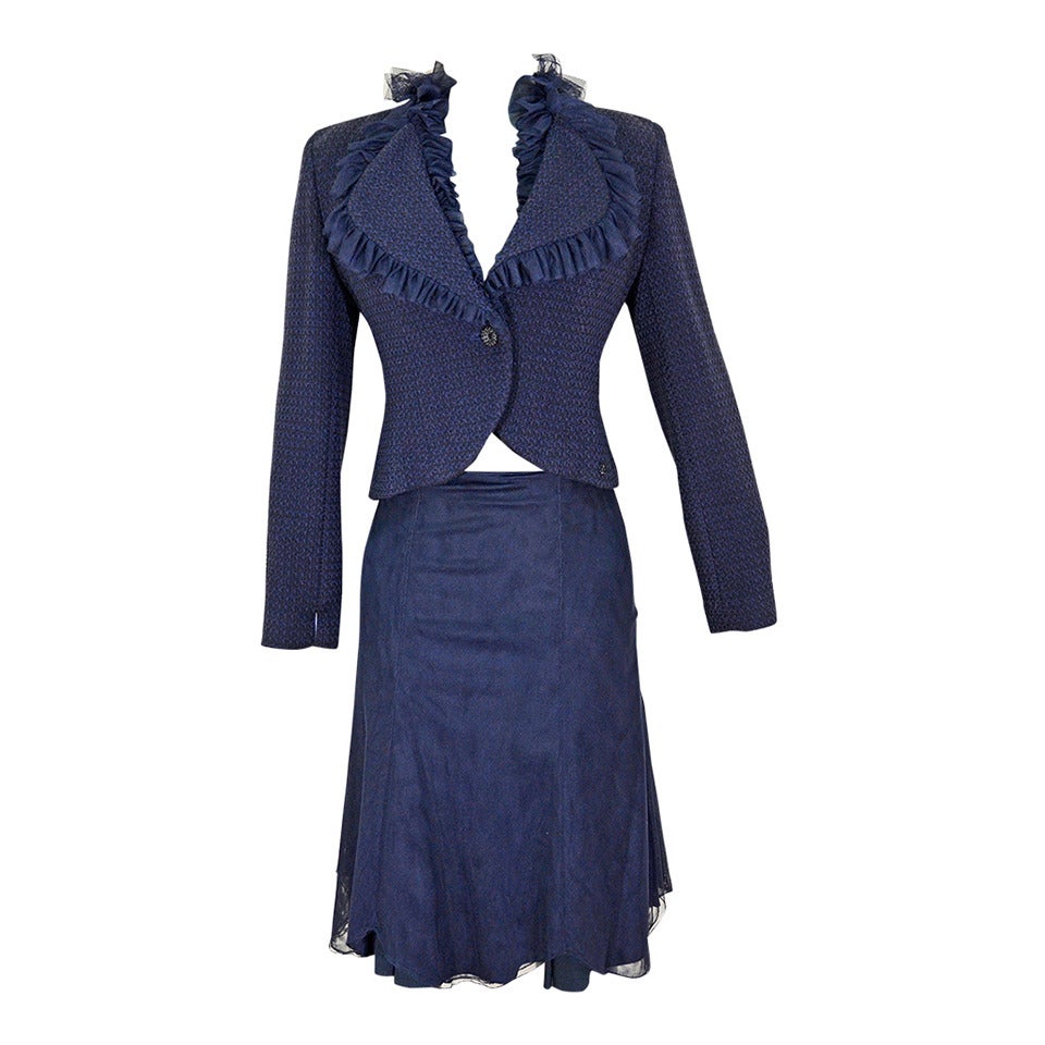 Gorgeous Chanel Navy Suit For Sale