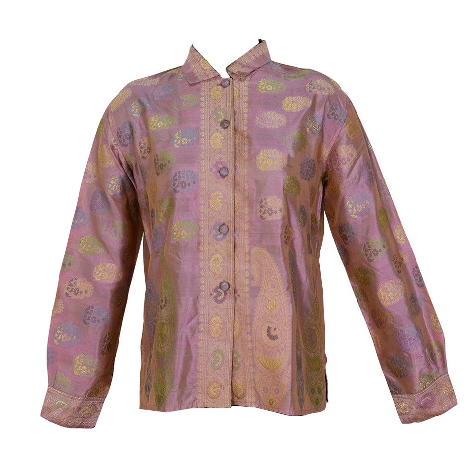Magnificent Virginia Witbeck Silk Paisley Blouse For Sale