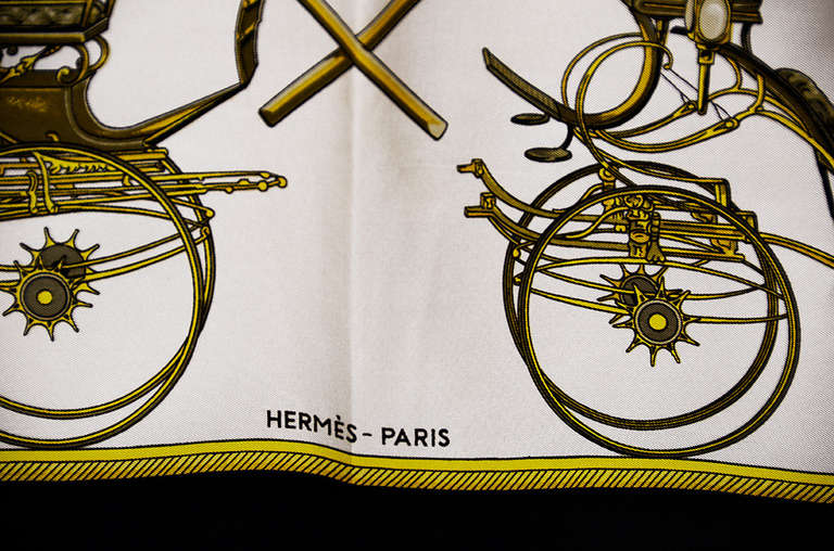 Beautiful Hermes Transportation Silk Scarf In Excellent Condition In Teaneck, NJ