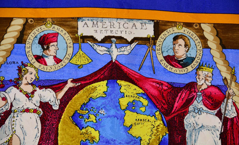 Hermes Silk Scarf of Christopher Columbus Discovers America 2