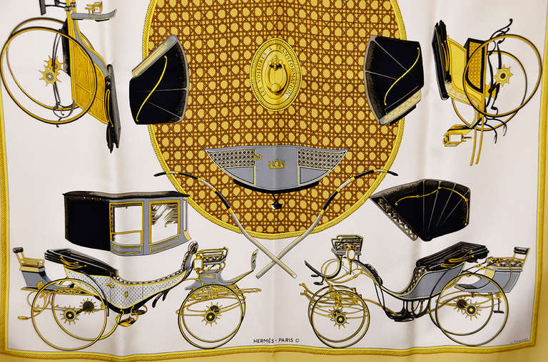 Beautiful Hermes Transportation Silk Scarf In Excellent Condition In Teaneck, NJ