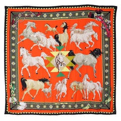 Amazing Equestrian Hermes Cashmere Silk Shawl