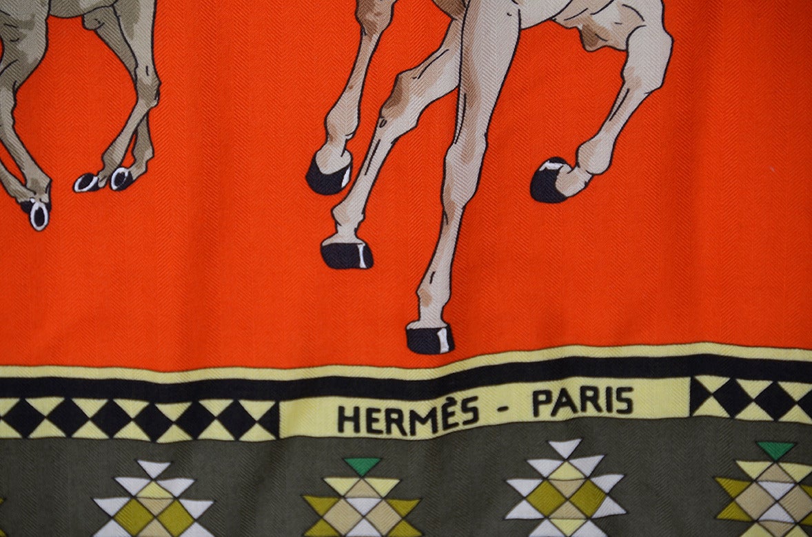 Women's Amazing Equestrian Hermes Cashmere Silk Shawl