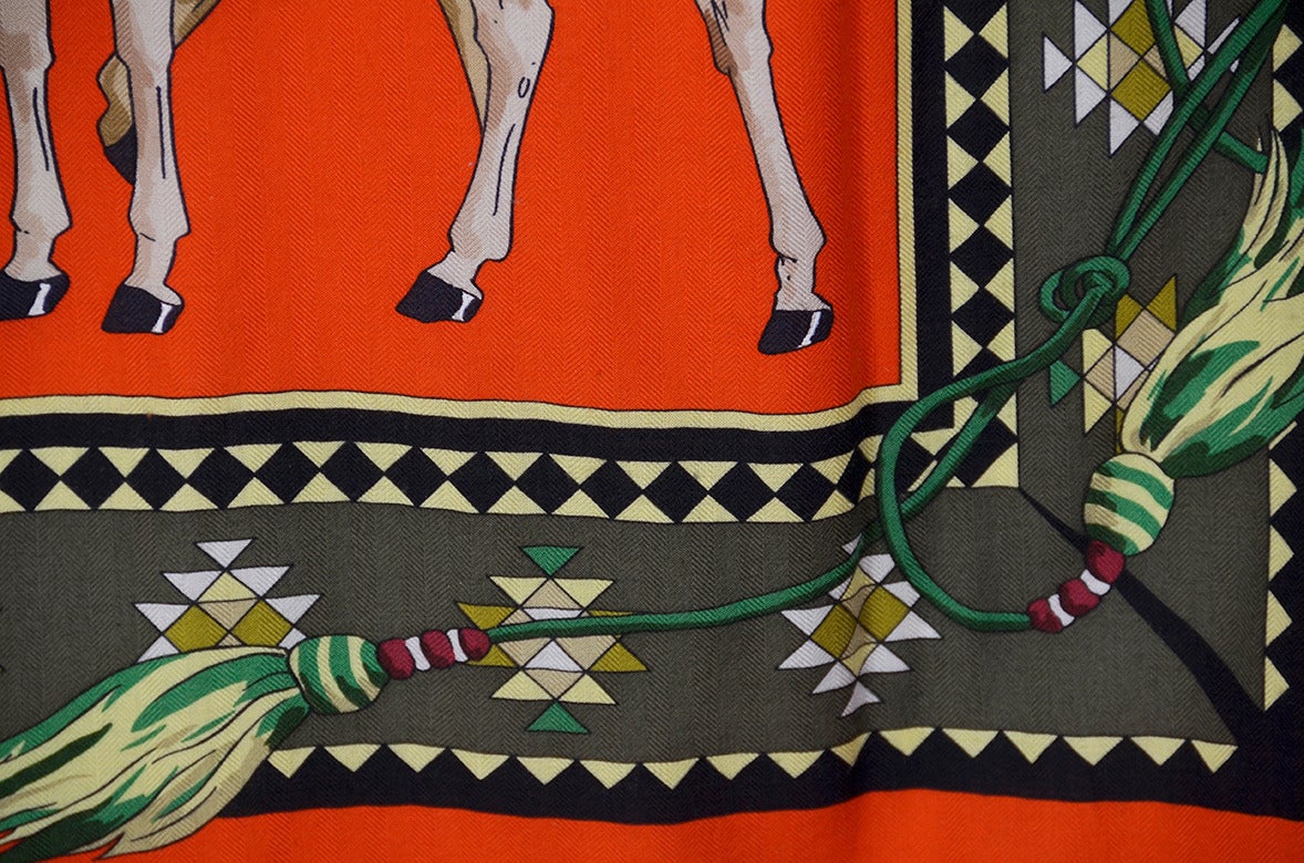 Amazing Equestrian Hermes Cashmere Silk Shawl 3