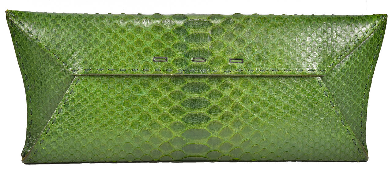 Fabulous vibrant green python VBH clutch bag in pristine condition...great pop of color for any outfit, any season!