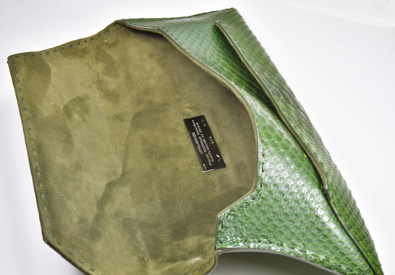 Green Vibrant Python VBH Clutch bag For Sale