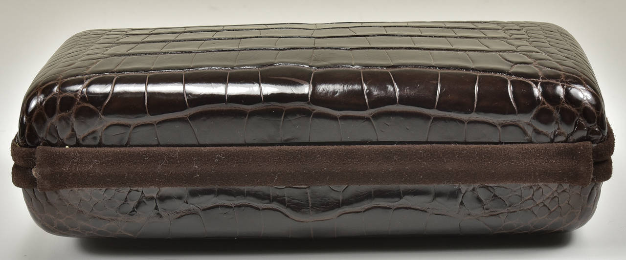 Gorgeous Oscar de la Arenta brown alligator clutch bag in pristine condition. A classic in every sense.