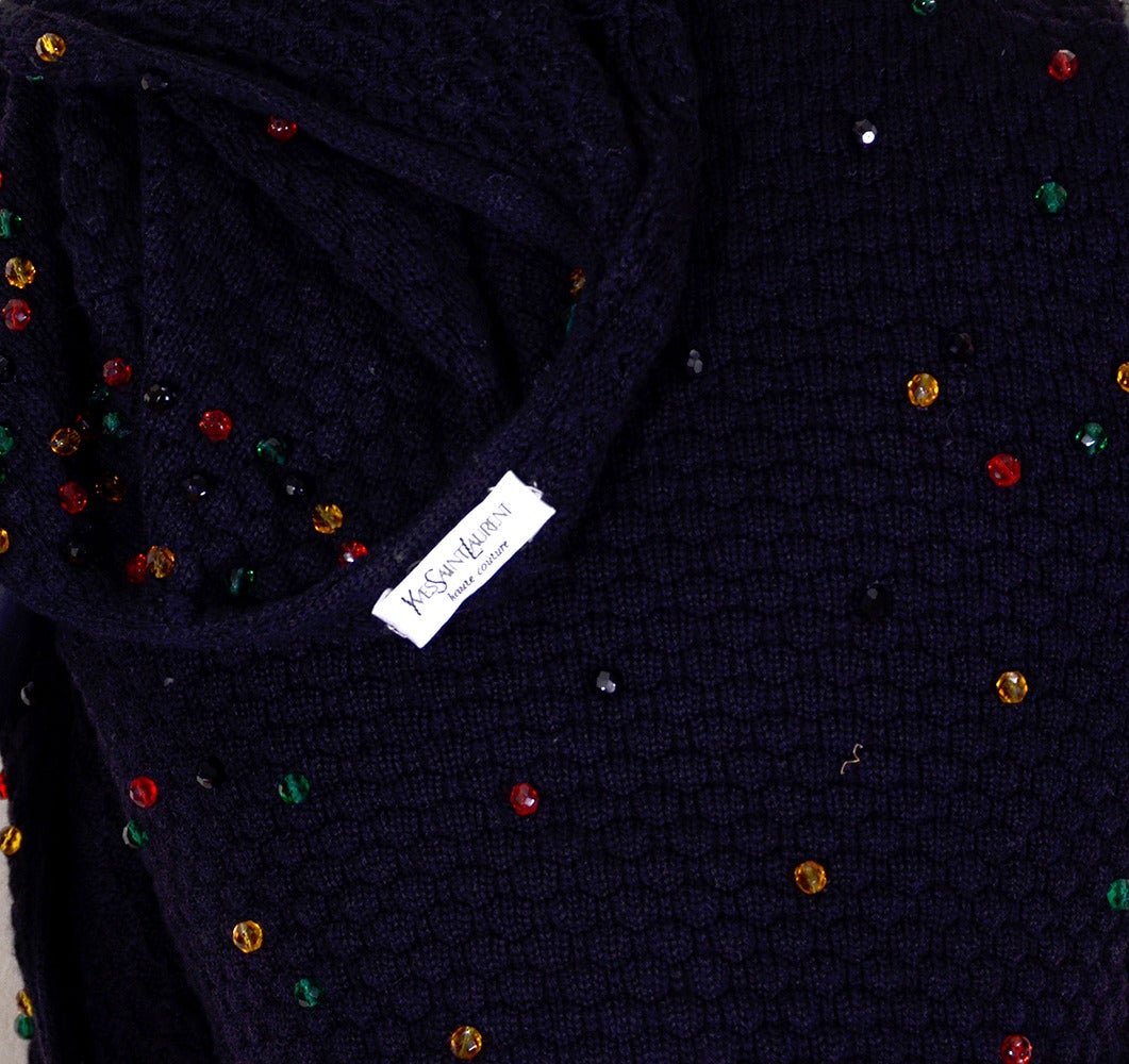 Stunning Yves Saint Laurent YSL Beaded Sweater Set For Sale 1