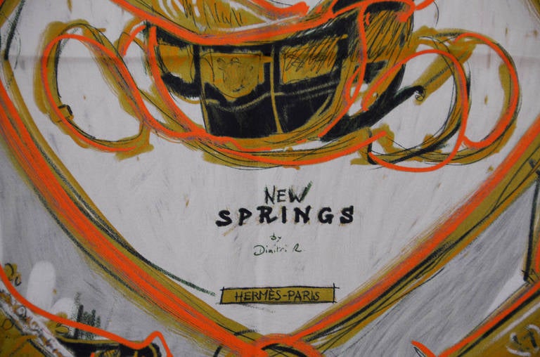 Hermes New Springs Silk Scarf In Excellent Condition In Teaneck, NJ