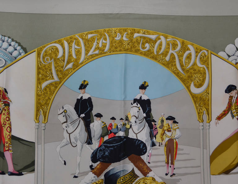 Hermes Plaza de Toros Silk Scarf In Excellent Condition In Teaneck, NJ