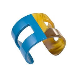 Hermes Teal Lacquer and Horn H Cuff