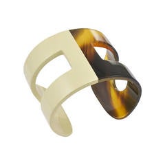 Hermes Cream Lacquer and Horn H Cuff