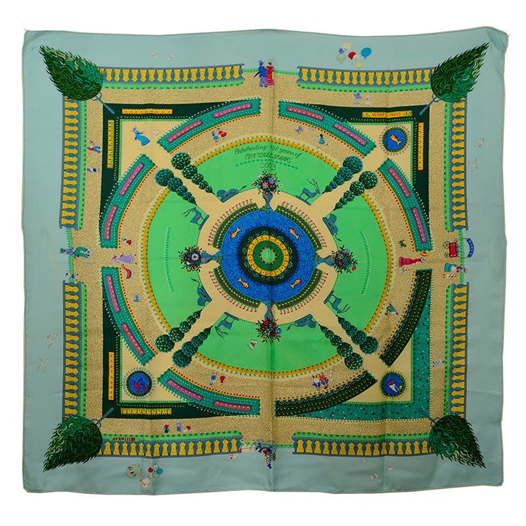 Unusual Hermes Silk Scarf "Celebrating 150 Years of Central Park"