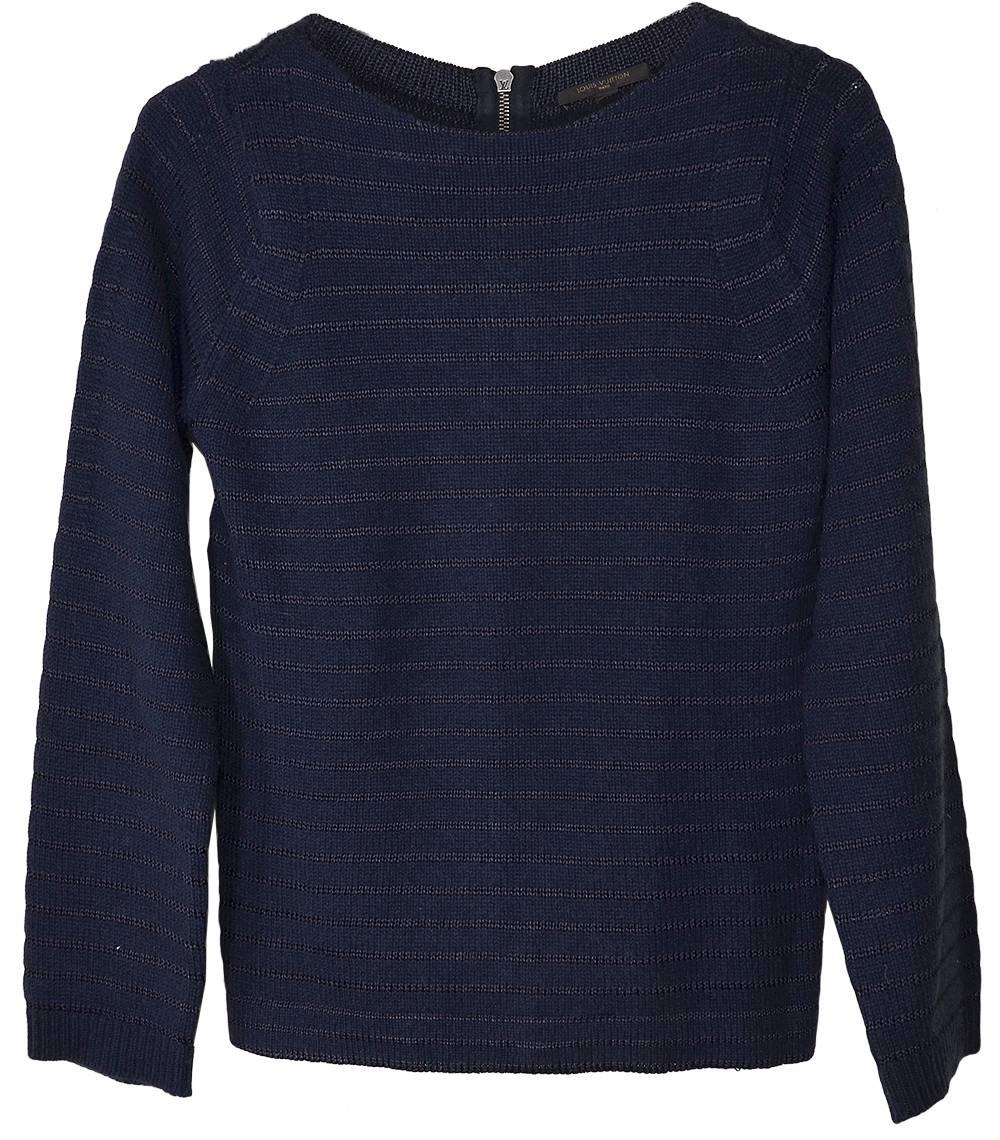 Reversible Louis Vuitton navy sweater can be worn zipper in back or front. Size 6/8. Classic! Pristine condition.