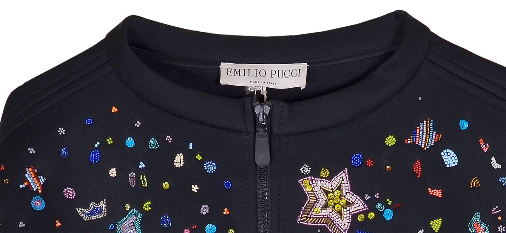 Fab Pucci Beaded Sweatshirt Jacket In New Condition In Teaneck, NJ