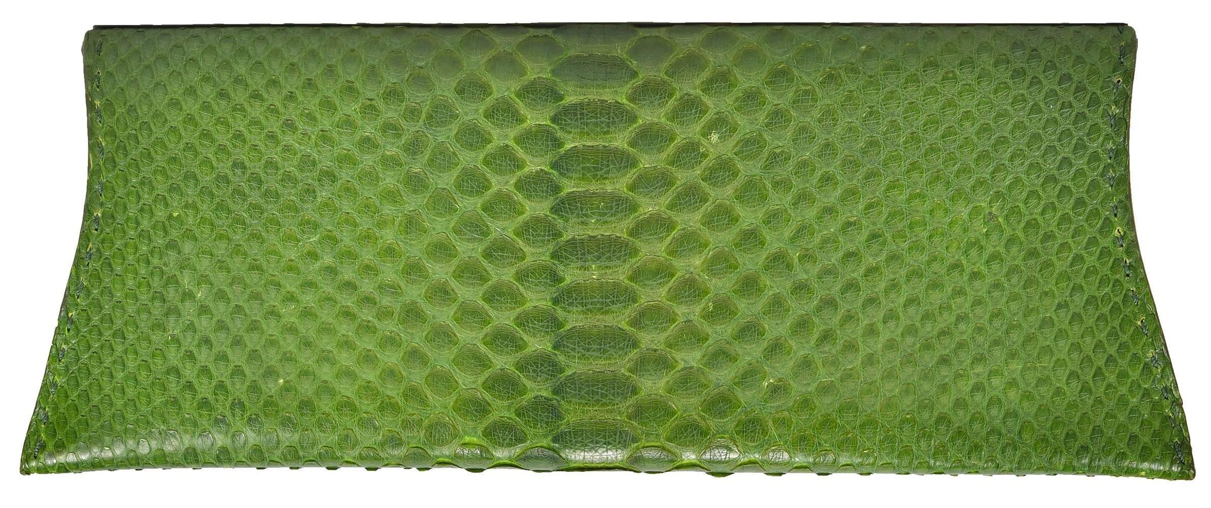 Perfect color for Spring or all year round! Green python VBH clutch bag in pristine condition.