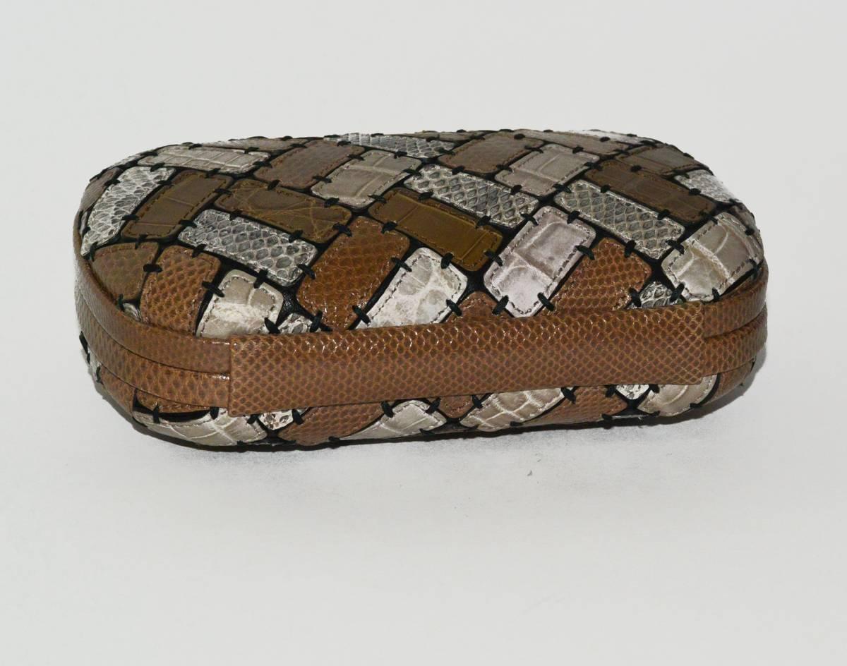 Unique and Limited Edition (47/60) Bottega Veneta Patchwork crocodile and lizard exotic skin Knot bag. It has a plaque inside depicting 47/60.  It is a one of a kind bag, absolutely magnificent. Retail replacement at BV is $5200.00 USD. Pristine