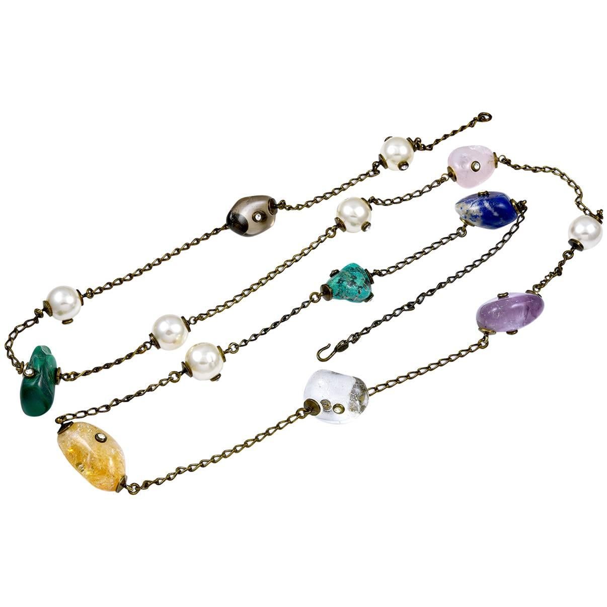 Chanel Semi-Precious Stone Long Necklace For Sale