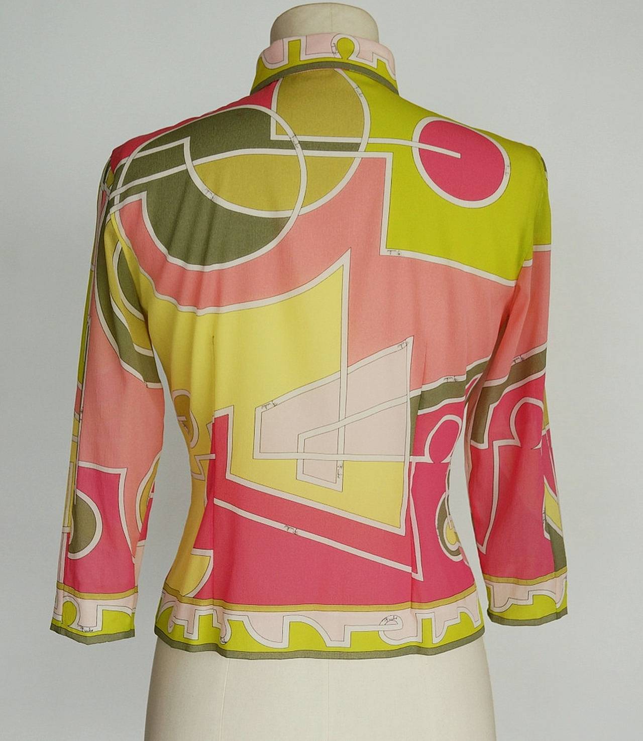 Late 1960s or Early 1970s Rare Iconic Emilio Pucci Silk Blouse In Excellent Condition For Sale In London, UK