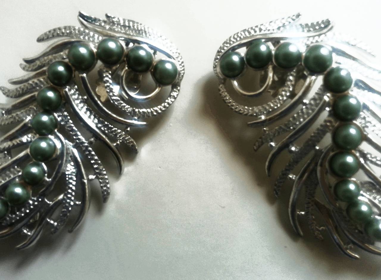 Highly Collectable 1950s Pearl and Silver  Earrings made for Audrey Hepburn In New Condition In London, UK